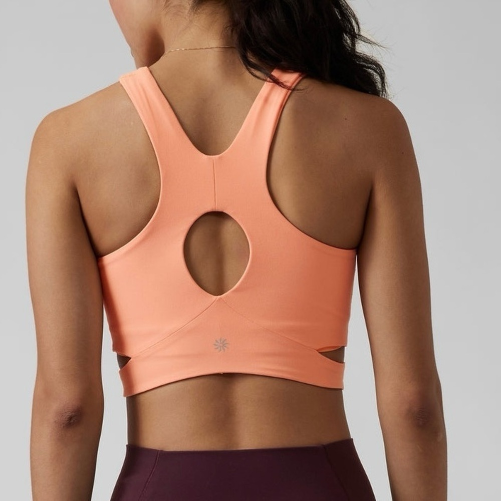 Athleta conscious crop cut-out bra sports Pilates yoga orange peach medium